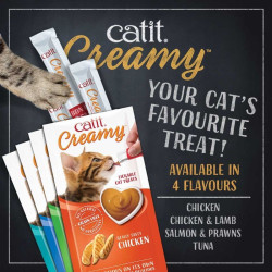 Catit Creamy kreminis skanėstas katėms su vištiena, 4x10 g - nuotrauka 5