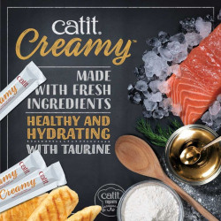 Catit Creamy kreminis skanėstas katėms su lašiša ir krevetėmis, 4x10 g - nuotrauka 2
