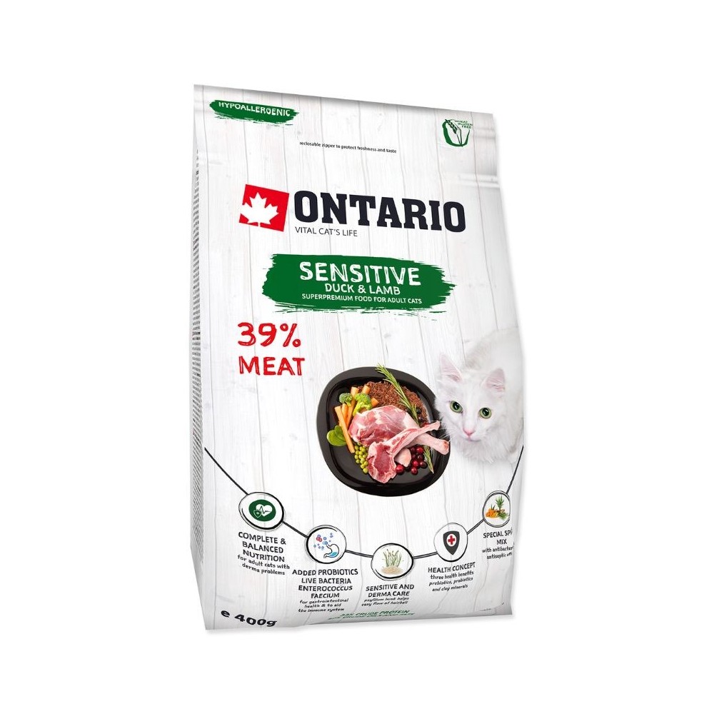 ontario-visavertis-maistas-suaugusioms-katems-cat-sensitive-derma-04-kg-akvazoo-lt