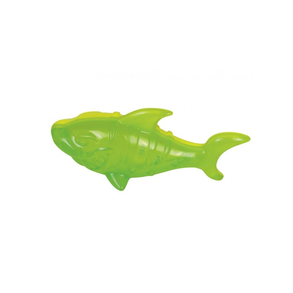 Žaislas šunims guminis žalias/geltonas ryklys, 18,5 cm