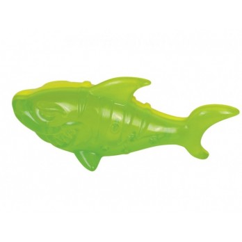 Žaislas šunims guminis žalias/geltonas ryklys, 18,5 cm