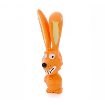 Žaislas šunims guminis cypiantis triušis, oranžinis 17 cm