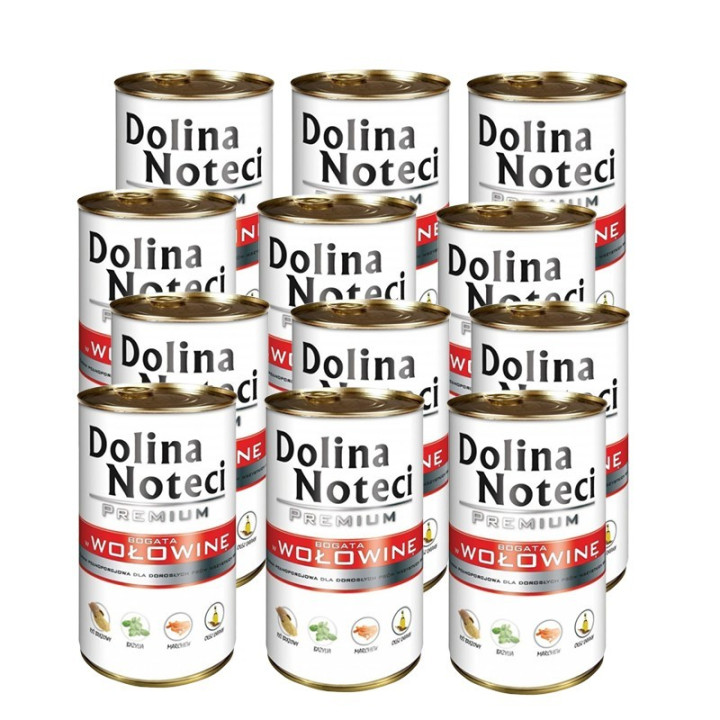 Konservai šunims su jautiena Dolina Noteci Premium, 12 x 400 g