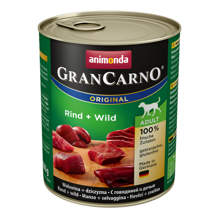 Grancarno Adult 800 g konservai suaugusiems šunims su jautiena ir žvėriena