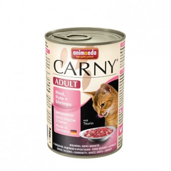Carny Adult 400 g konservai suaugusioms katėms su jautiena, kalakutiena ir krevetėmis