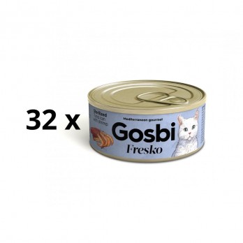 Gosbi konservai sterilizuotoms katėms su tunu ir krevetėmis Fresko Cat Adult Sterilised Tuna&Shrimp, 32x70 g