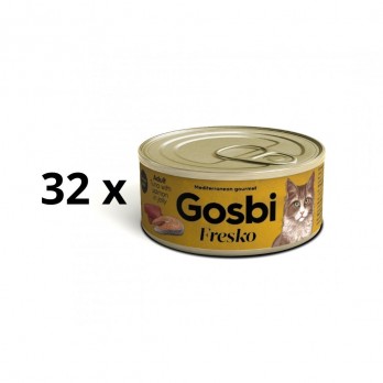 Gosbi konservai suaugusioms katėms su tunu ir lašiša (su žele) Fresko Cat Adult Tuna&Salmon in Jelly, 32x70 g