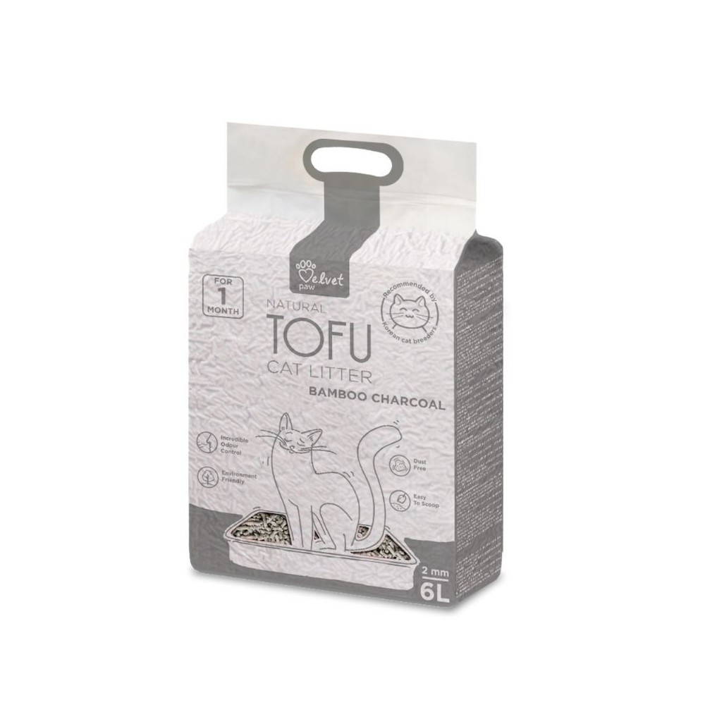 Kraikas katėms su bambuko anglimi Velvet Paw Tofu , 2 mm granulės, 6 l