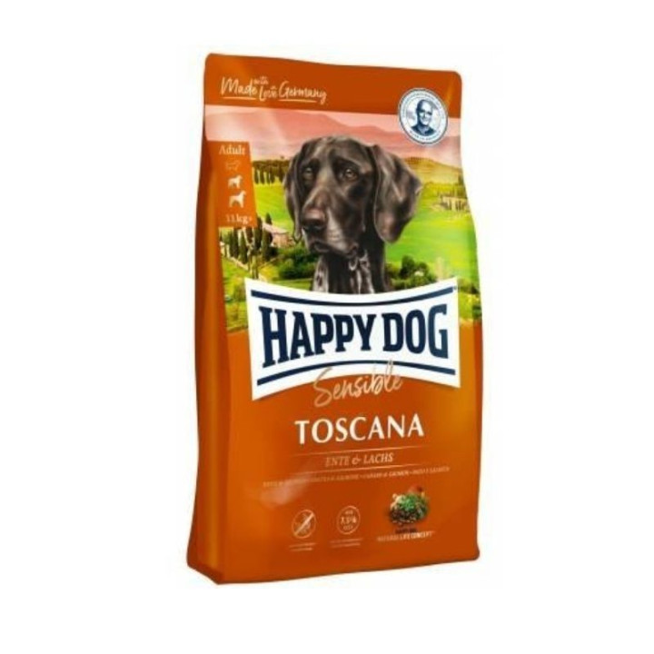 Šunų maistas su antiena ir lašiša Happy Dog Toscana, 4 kg | Akvazoo.lt