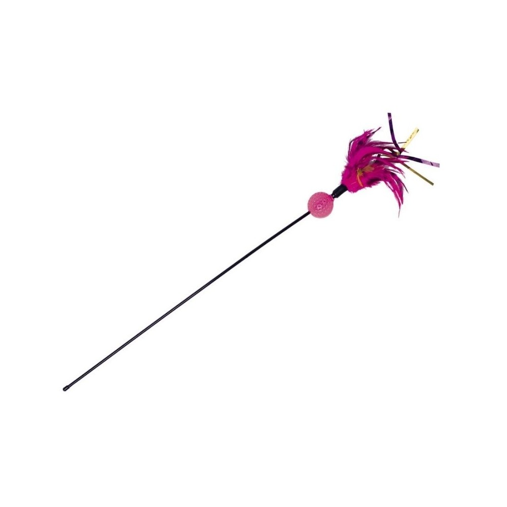 *Žaislas katėms meškerė su plunksnomis ir barškančiu kamuoliuku, 60 cm