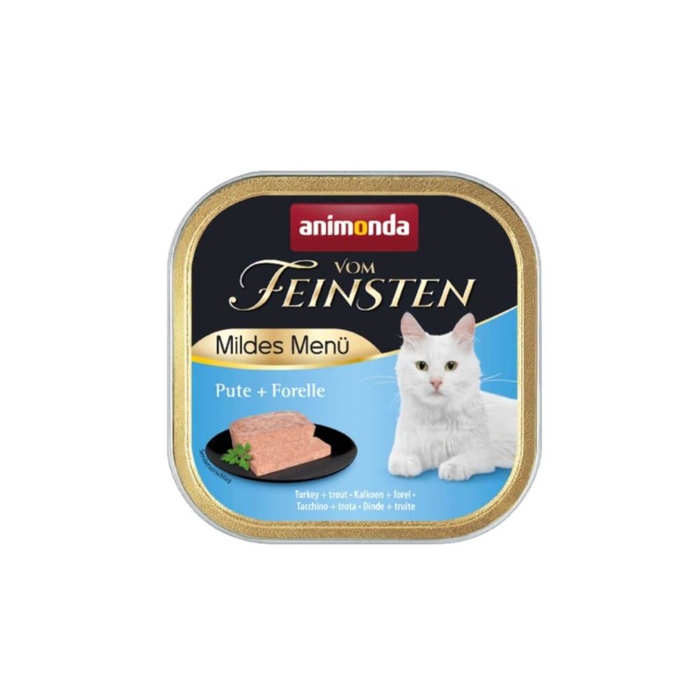 Vom feinsten Mildes Menu 100 g konservai suaugusioms katėms su kalakutiena ir upėtakiu