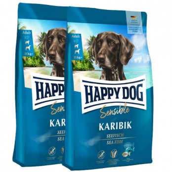 Happy Dog Karibik visavertis pašaras suaugusiems šunims su jūrinėmis žuvimis, 2x11 kg