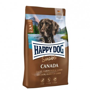 Happy Dog Canada visavertis pašaras suaugusiems šunims su lašiša, triušiena ir ėriena, 11 kg