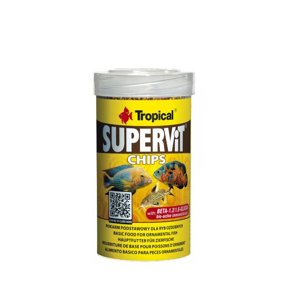 Supervit Chips pašaras žuvims su Beta-gliukanu 250 ml