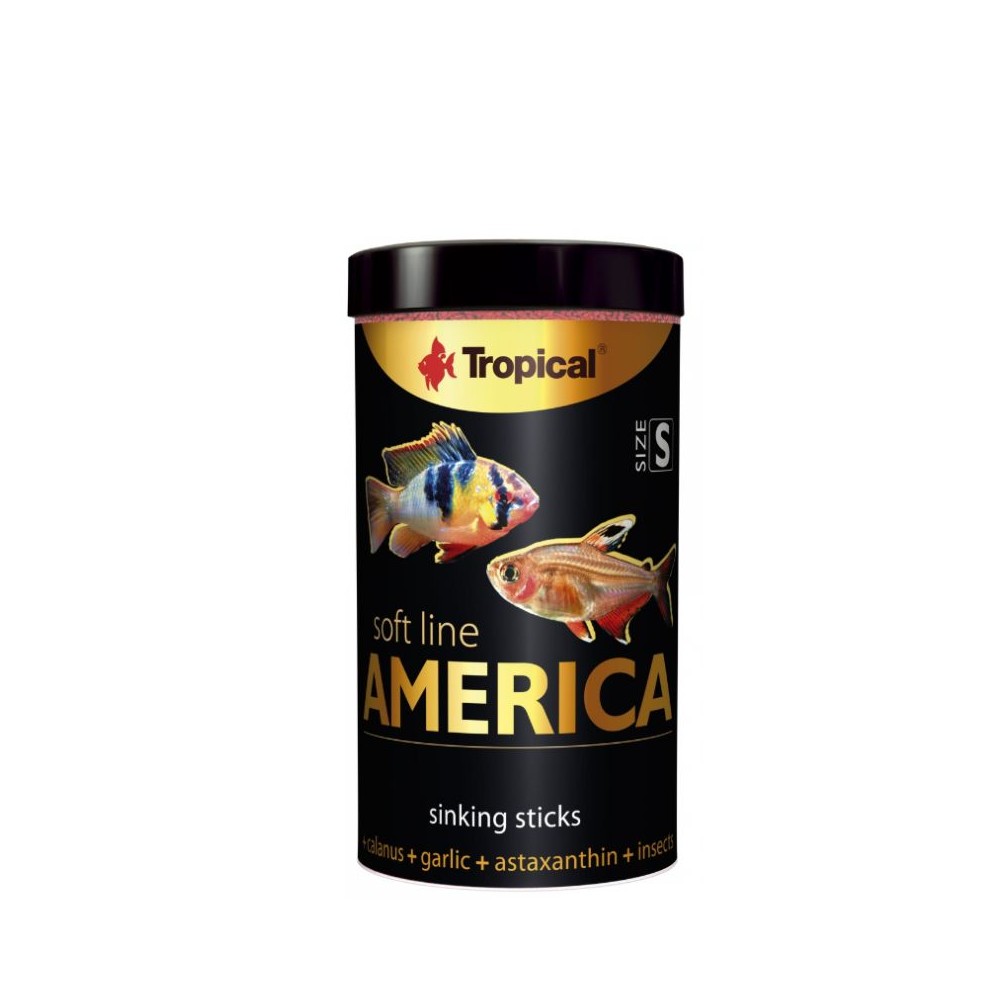 Soft Line America S minkštas pašaras įvairioms visaėdėms ir mėsėdėms Amerikos žuvims 250 ml