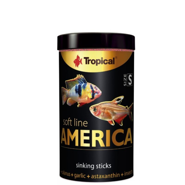 Tropical Soft Line America S minkštas pašaras įvairioms visaėdėms ir mėsėdėms Amerikos žuvims 250 ml