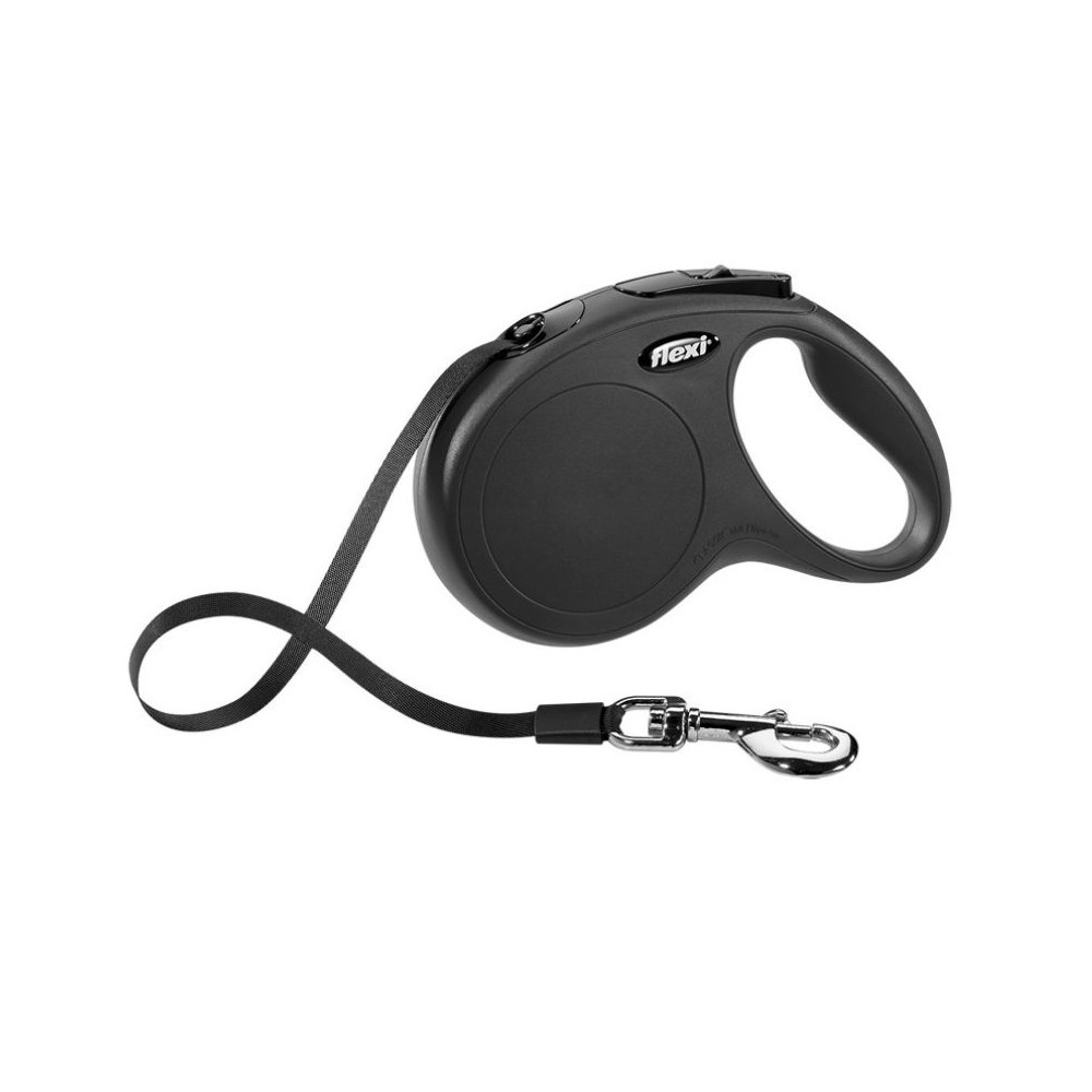 Flexi New Classic L automatinis pavadys juodas, 5 m, juostelė