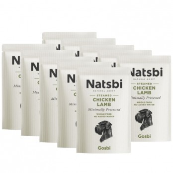 Natsbi Steamed Chicken Lamb visavertis pašaras šunims su vištiena ir ėriena 10x200 g