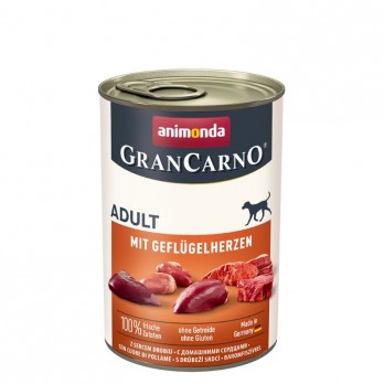 Grancarno Adult 400 g konservai suaugusiems šunims su paukščių širdimis