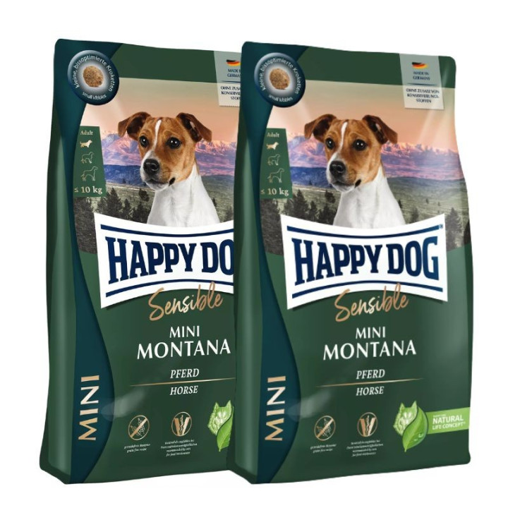 Šunų maistas jatriems mažų veislių šunims su arkliena Happy Dog Montana