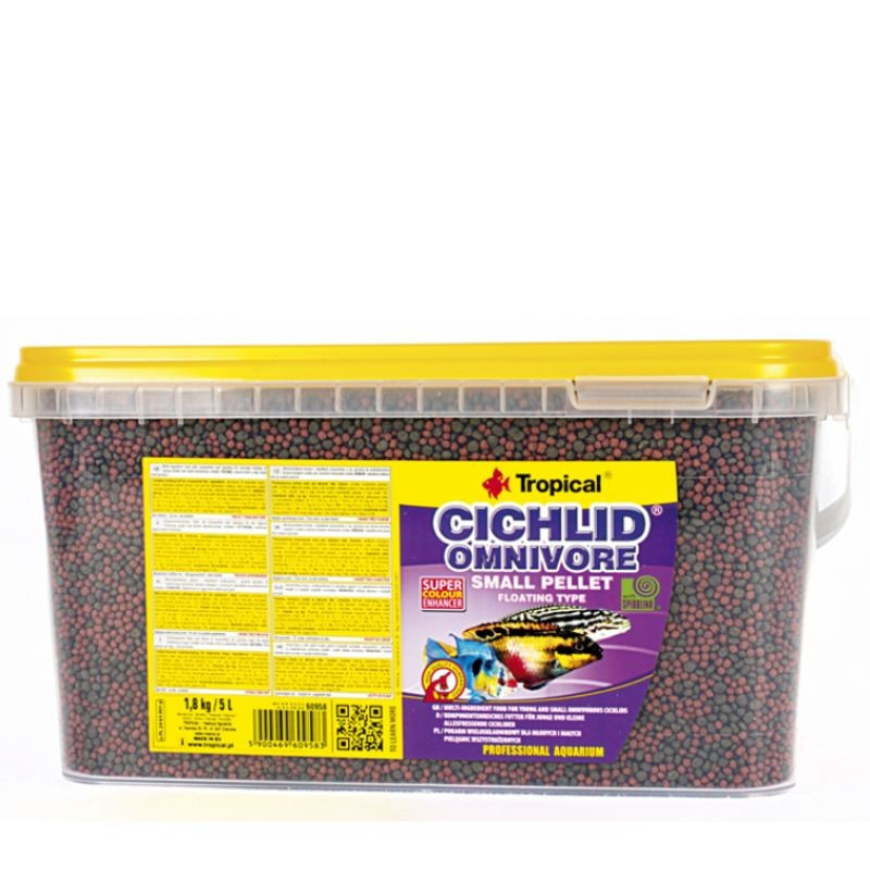 Tropical Cichlid Omnivore Small Pellet Fischfutter – 2,2 L, Für Farbenfrohe & Gesunde Cichliden