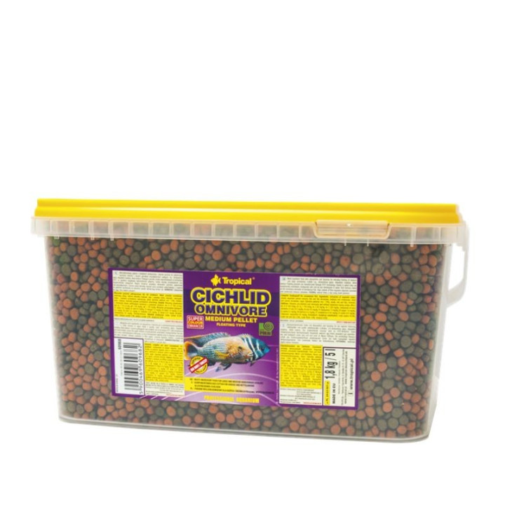 Maistas ciklidams Tropical Cichlid Omnivore Medium Pellet 5 l (1,8 kg)