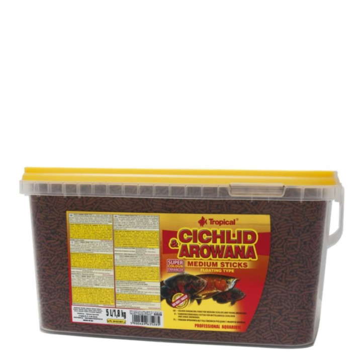 Arovanų ir ciklidų maistas Tropical Cichlid&Arowana Medium Sticks 5 l