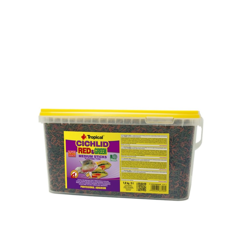 Tropical Cichlid Red&Green Medium Sticks lazdelių pavidalo pašaras žuvims 5 l (1,8 kg)