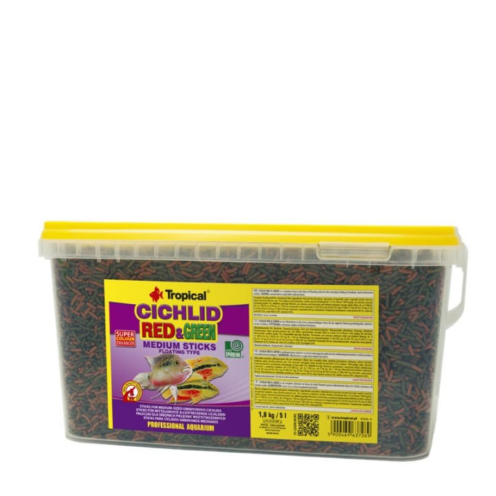 Maistas ciklidams Tropical Cichlid Red&Green Medium Sticks 5 l