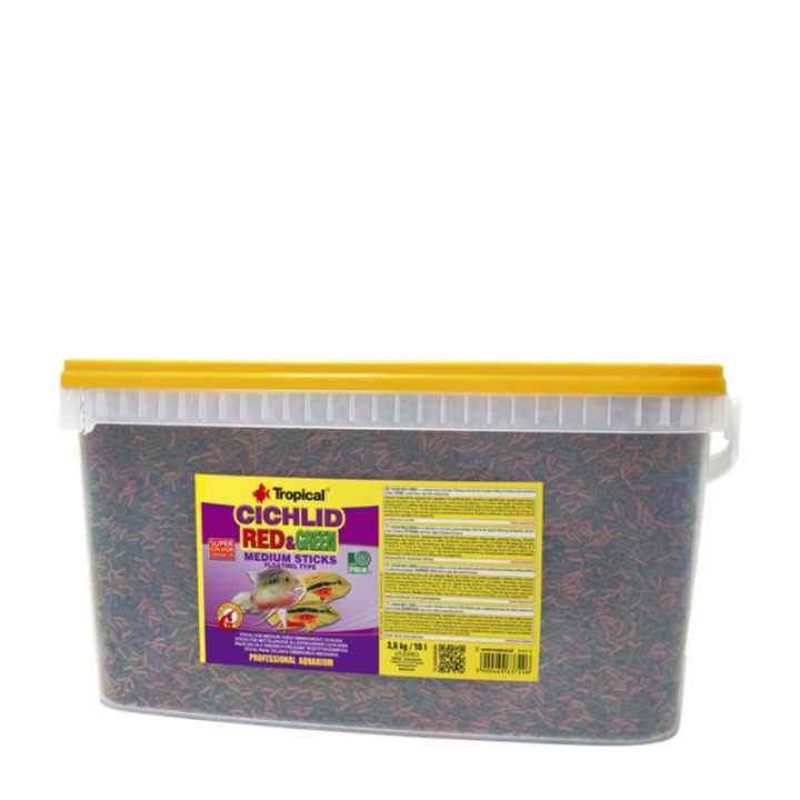 Ciklidų maistas Tropical Cichlid Red&Green Medium Sticks 10 l (3,6 kg)