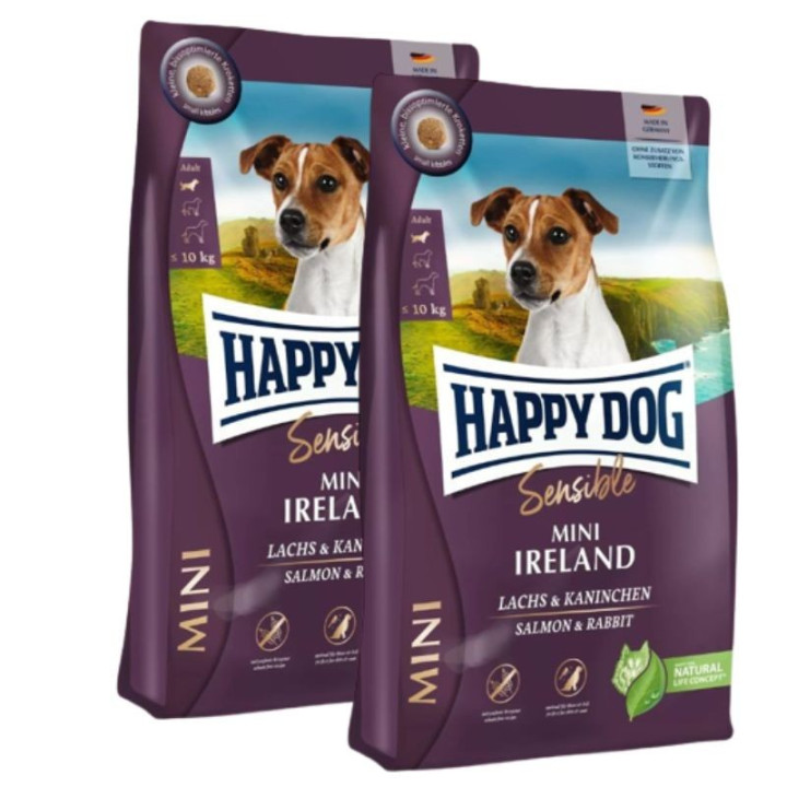 Šunų maistas Happy Dog Mini Ireland su triušiena ir lašiša 2x4 kg