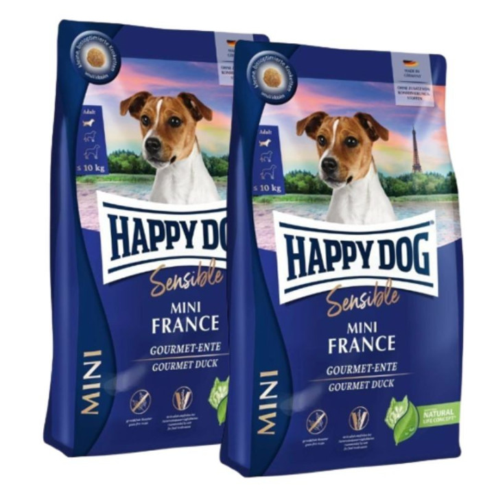 Šunų maistas su antiena ir bulvėmis Happy Dog Mini France, 2x4 kg