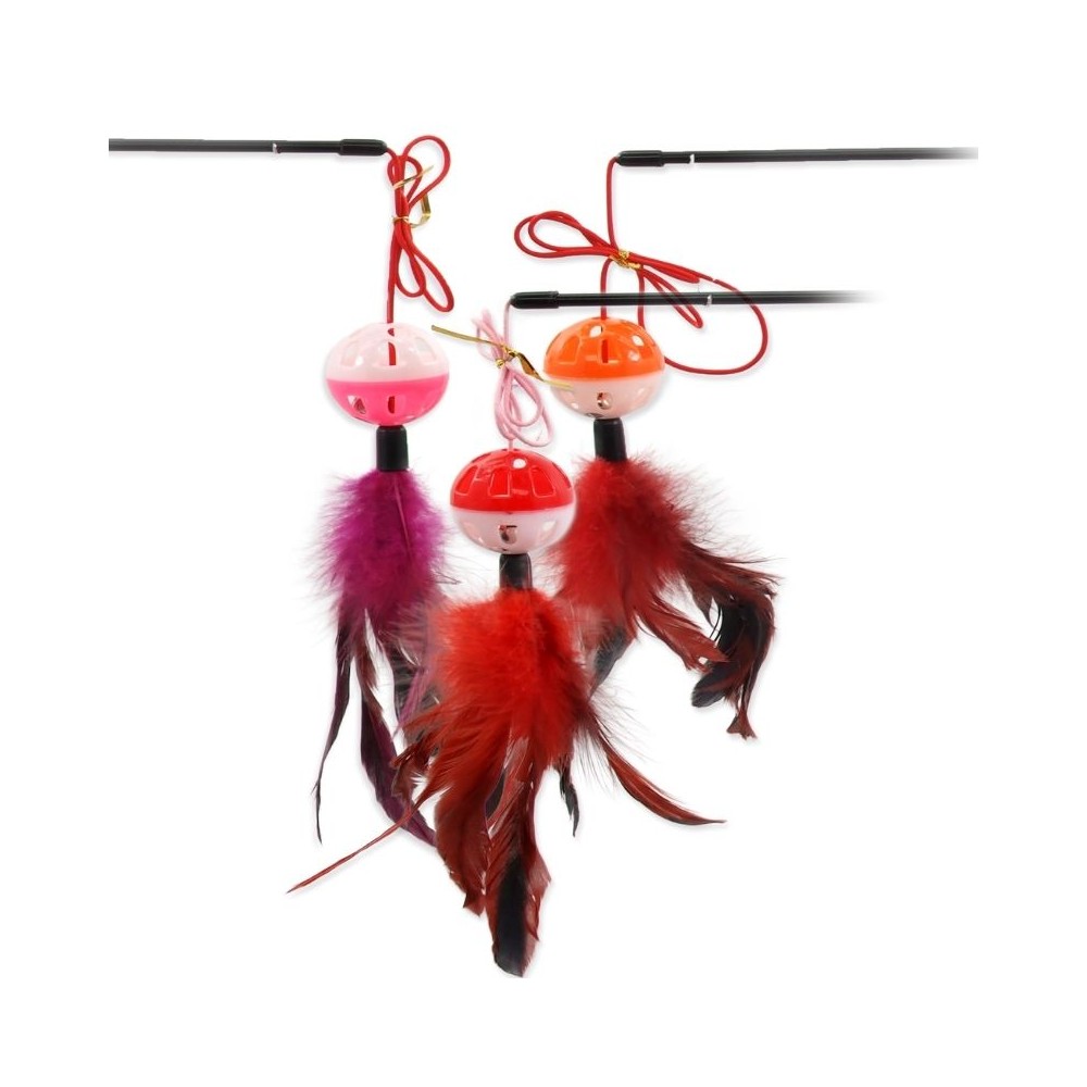 Žaislas katėms meškerė su kamuoliuku ir plunksna Magic Cat, 22+50 cm