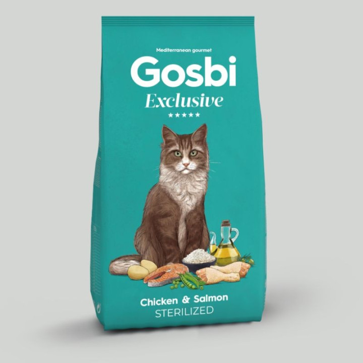 Gosbi Exclusive Cat Sterilized Chicken with Salmon visavertis pašaras sterilizuotoms katėms su vištiena ir lašiša, 1,5 kg