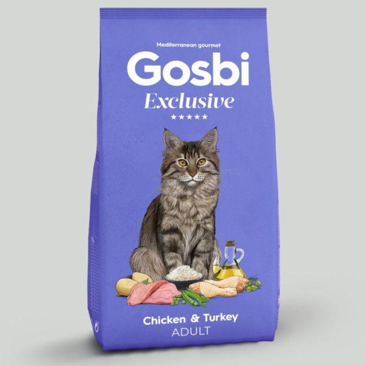 Gosbi Exclusive Cat Adult Chicken with Turkey visavertis pašaras suaugusioms katėms su vištiena ir kalakutiena, 1,5 kg
