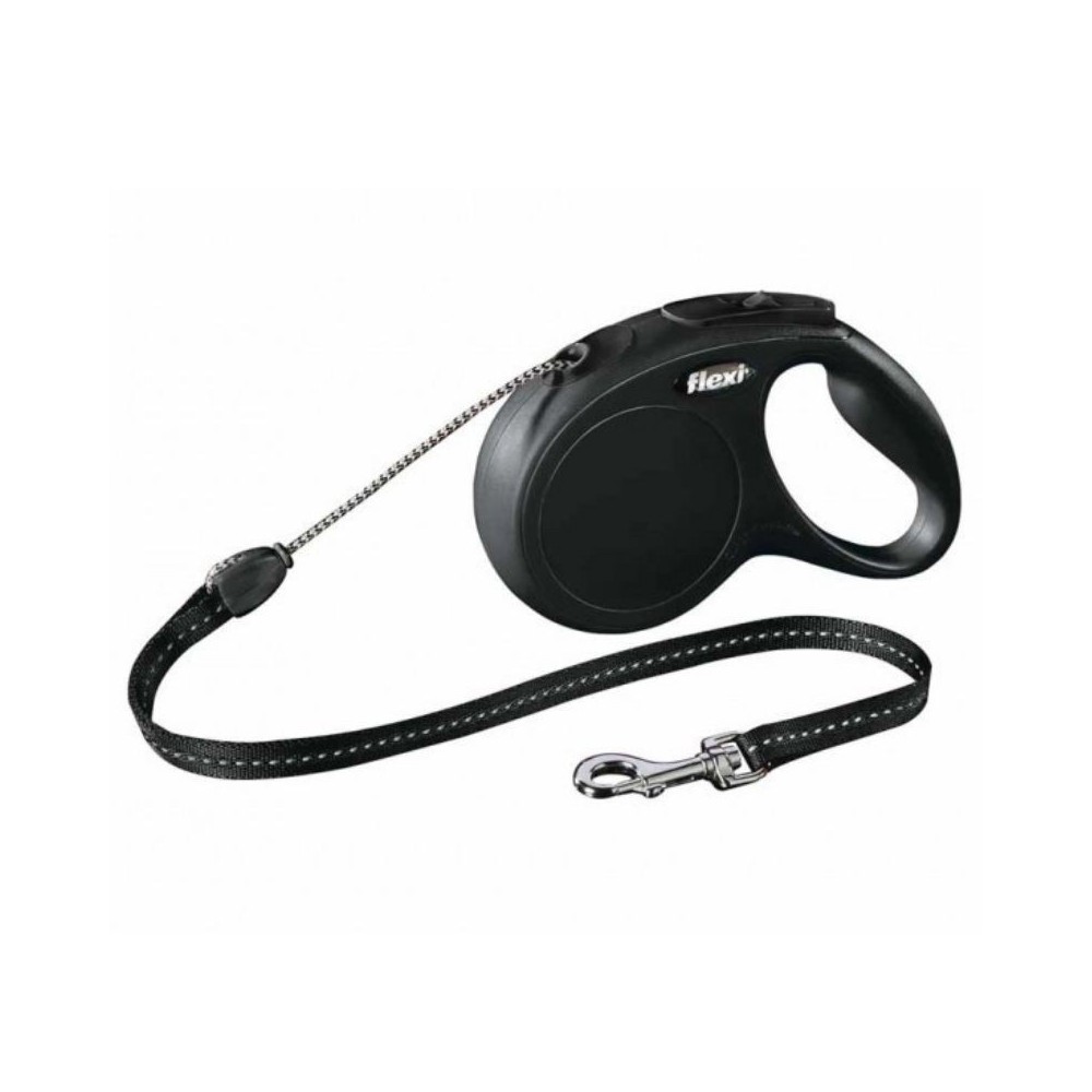 Flexi New Classic S automatinis pavadys juodas, 8 m, virvutė