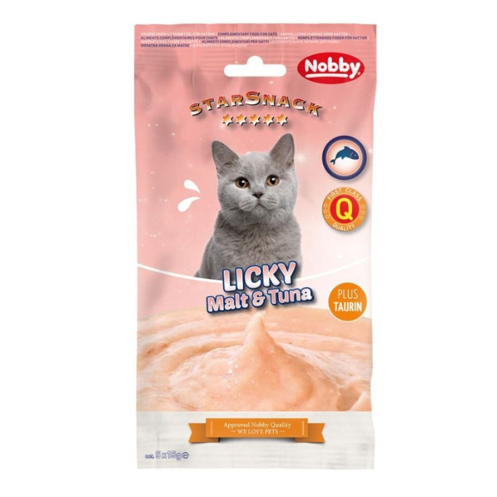 Skanėstas katėms su malt pasta ir tunu Licky, 5x15 g