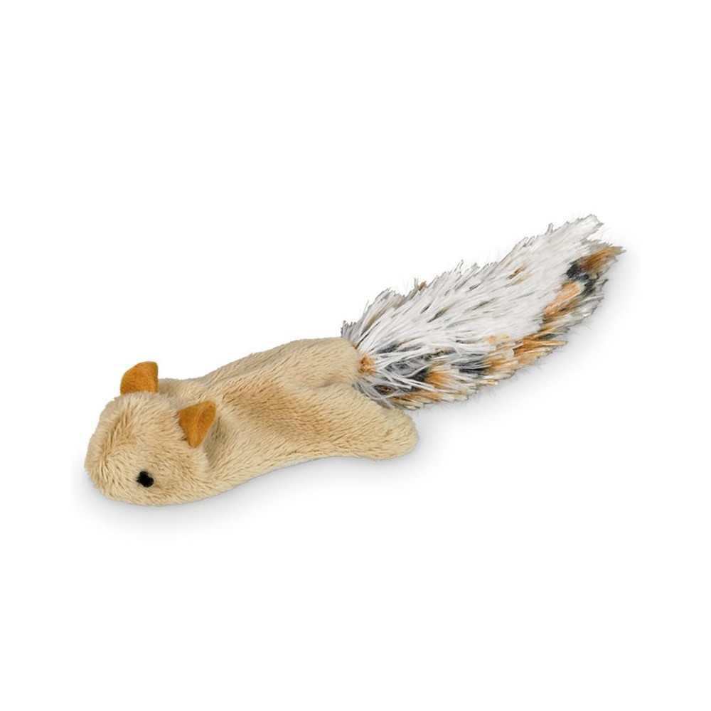 Žaislas katėms pliušinė voverė su katžole, 18 cm