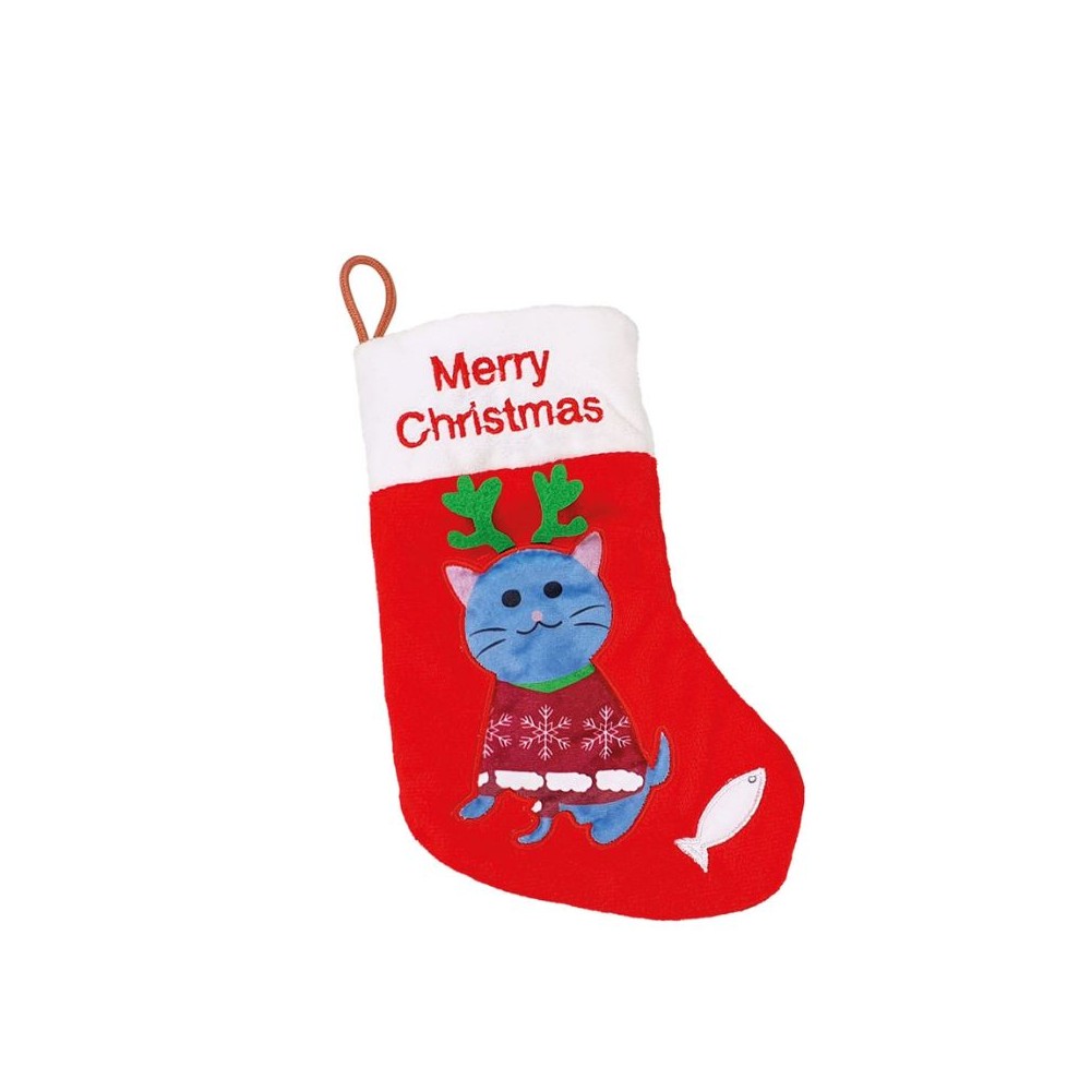 Žaislas katėms traškanti kalėdinė kojinė, 20 cm