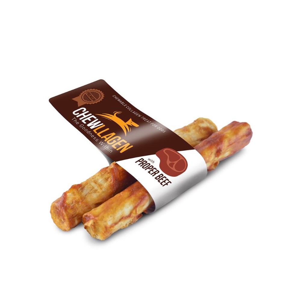 *Skanėstas šunims kieti kolageno pagaliukai su jautiena, 12,5 cm, 2 vnt. (Medium)