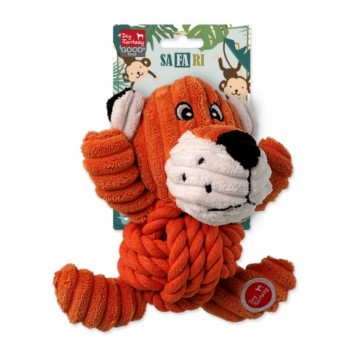 Žaislas šunims pliušinis tigras su virviniu pilvu, 18 cm