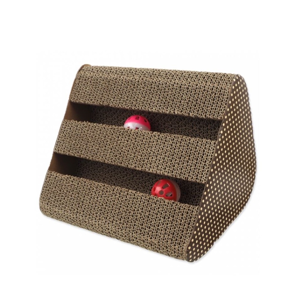 Kartoninė draskyklė katėms su kamuoliukais, 27x18x18 cm