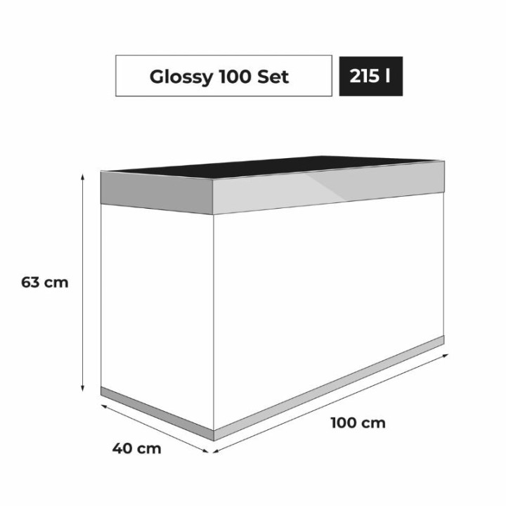Glossy 80 akvariumas stačiakampis, pilkas, 80x35x50 cm | Akvazoo.lt