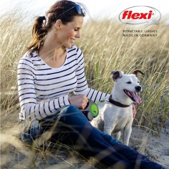 Flexi New Neon M automatinis pavadys, 5 m, juostelė, žalias