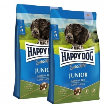 Happy Dog visavertis pašaras jauniems šunims su ėriena ir ryžiais Sensible Junior Lamb&Rice, 2x4 kg
