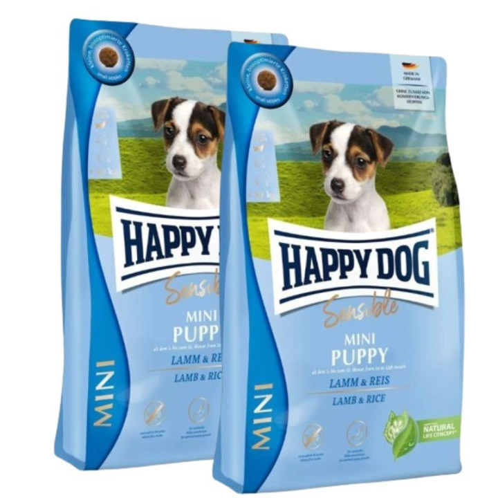 Sausas maistas šunims su ėriena ir ryžiais Happy Dog Puppy Lamb&Rice