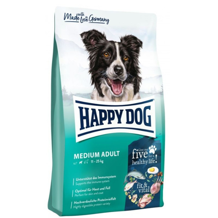 Happy Dog Medium Adult visavertis pašaras suaugusiems vidutinių veislių šunims, 14 kg