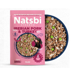 Natsbi Steamed Iberian Pork Turkey visavertis pašaras šunims su Iberijos kiauliena ir kalakutiena 10x200 g - nuotrauka 2