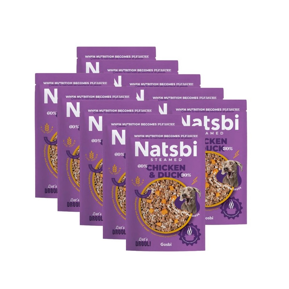 Natsbi Steamed Chicken Duck visavertis pašaras šunims su vištiena ir antiena 10x200 g