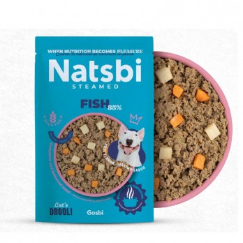 Natsbi Steamed Fish visavertis pašaras šunims su žuvimi 200 g